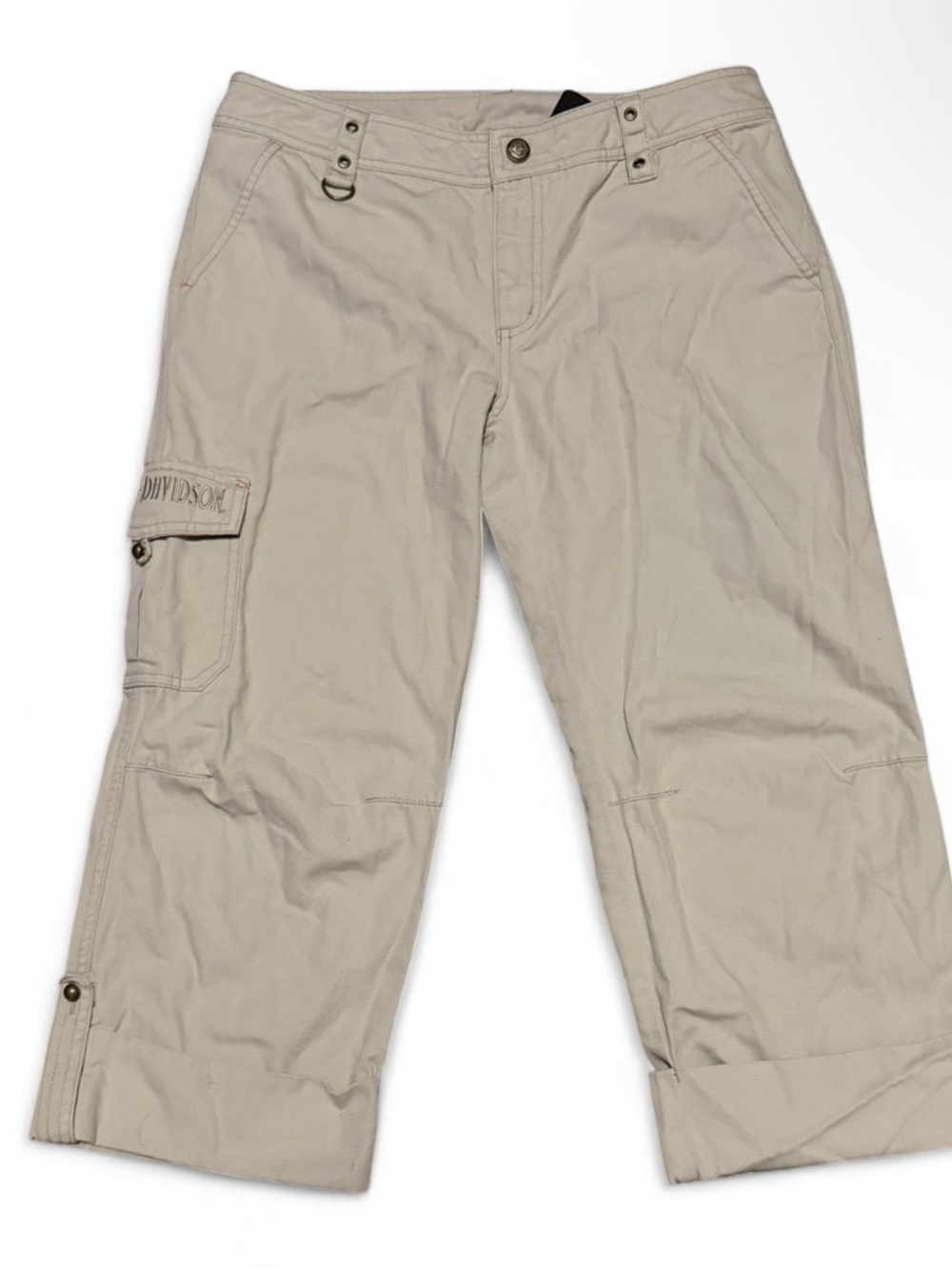 Vintage Y2K Harley-Davidson Beige Cargo Capris